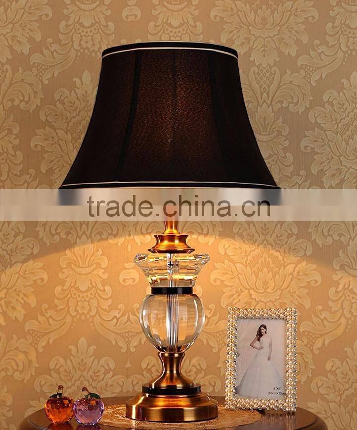 Clear K9 crystal table lamp with black lampshade