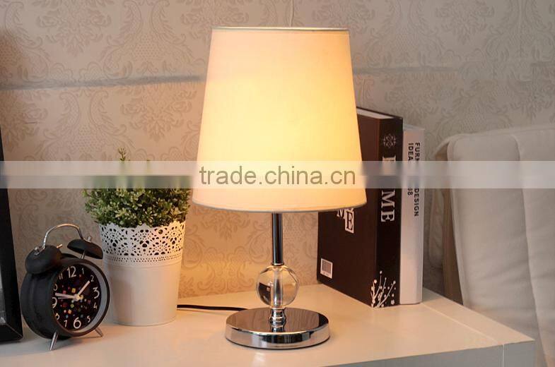 Concise modern design K9 crystal table lamp with fabric lampshade