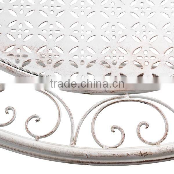 Folding Iron Garden Table and Chair Set in Cream