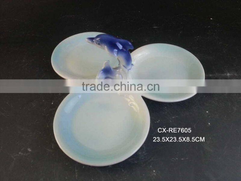 Classical Handpainted Pizza Plate ABC, Domomite Dolphin Plate