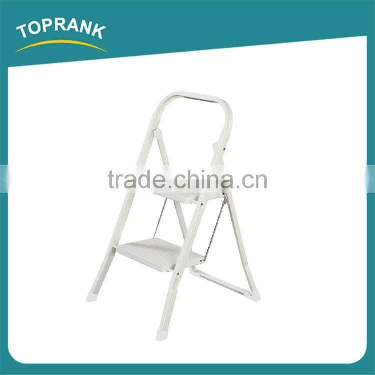 Household 2 Steps Folding Iron Ladder With Powder Coated