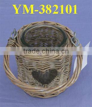 antique heart shaped wicker candle holder