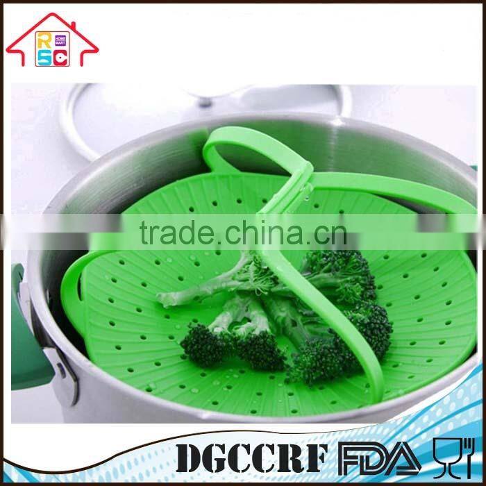 BPA Free With Handle 100% Food Grade Silicone Food Vegetable Steamer