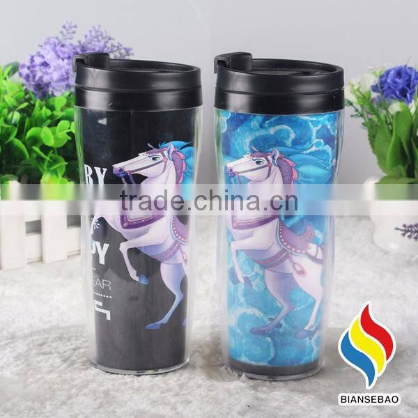 reusable plastic bubble tea cup paper insert travel cup