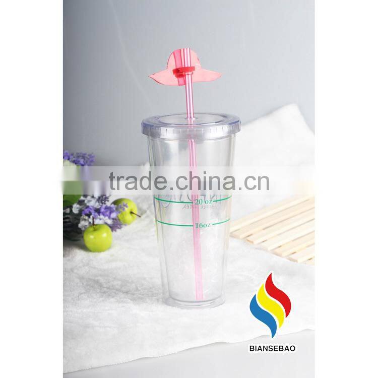 Clear PS/AS cup with logo plastic tumbler 16oz