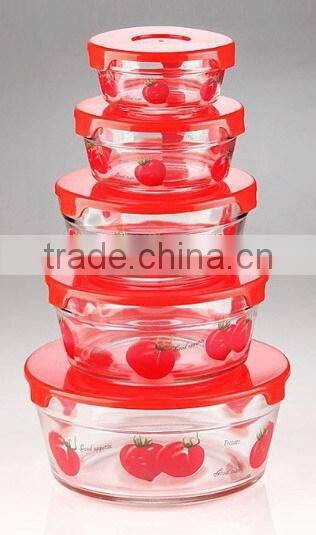 durable transparent glass food storage bowl