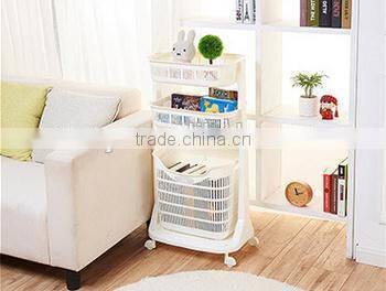 plastic 1 or 3 layers laundry basket/shelves with wheels