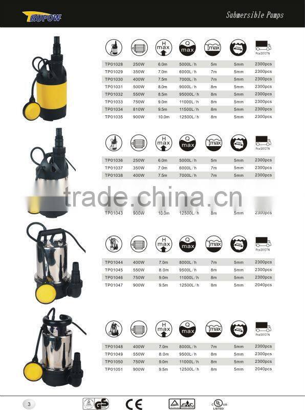 Plastic Automatic Submersible Garden Clean Water Pump