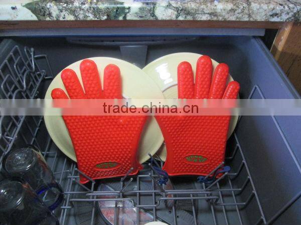 oven mitts anti-slip FDA standard silicone rubber oven mitts 100% silicone gloves