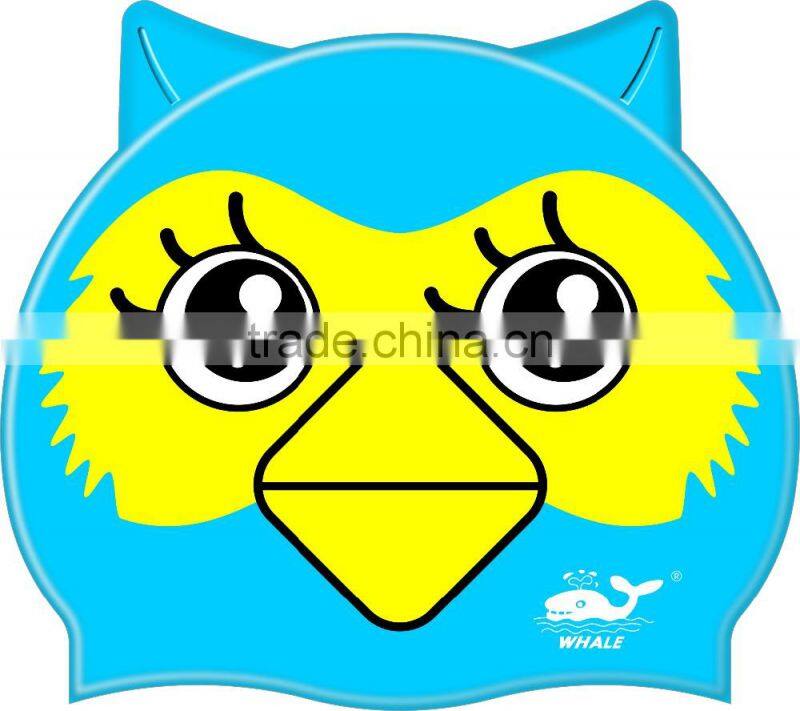 Waterproof kids swim caps love animal swimming caps silicone swim hat for chirdren