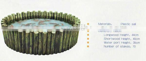 round garden wooden waterwheel fountain