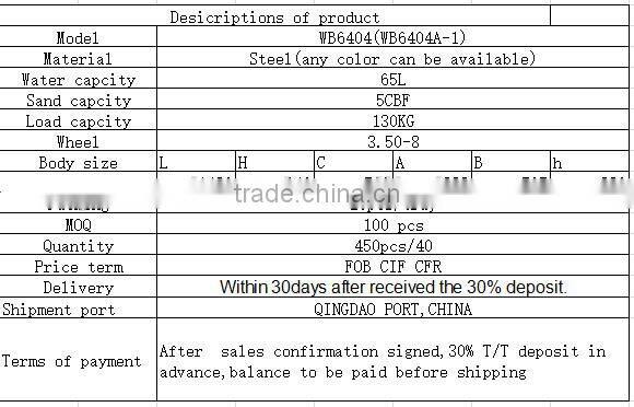 Farm garden Tool cart steel Wheel Barrow WB6404(WB6404A-1)