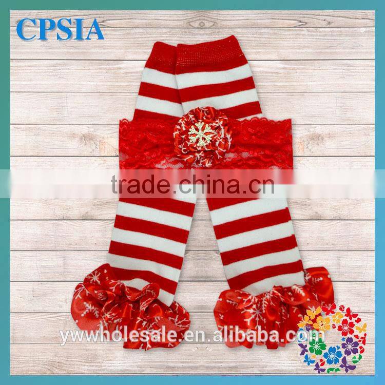 Latest Orange Yellow and Black Deisgn Classic Chiffon Ruffled Baby Leg Warmer Match Headband Set