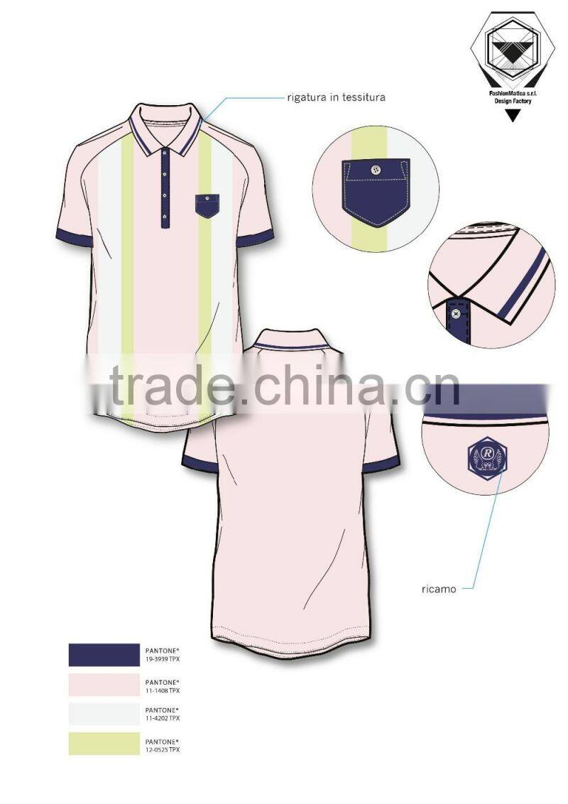 Italy fashion design Men's polo shirt in pink with placket