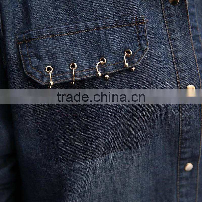 Wholesale Newest Model Tops Western style Denim Shirt For Women