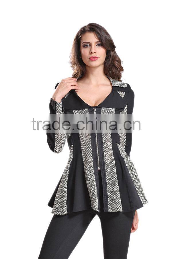 2014 New Arrival Ladies'Long Sleeve Blazer / Jacket with Flare Hem