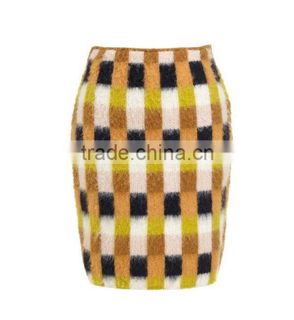 Hot Sale China Manufacturer ladies wool/polyester grid women tutu skirt