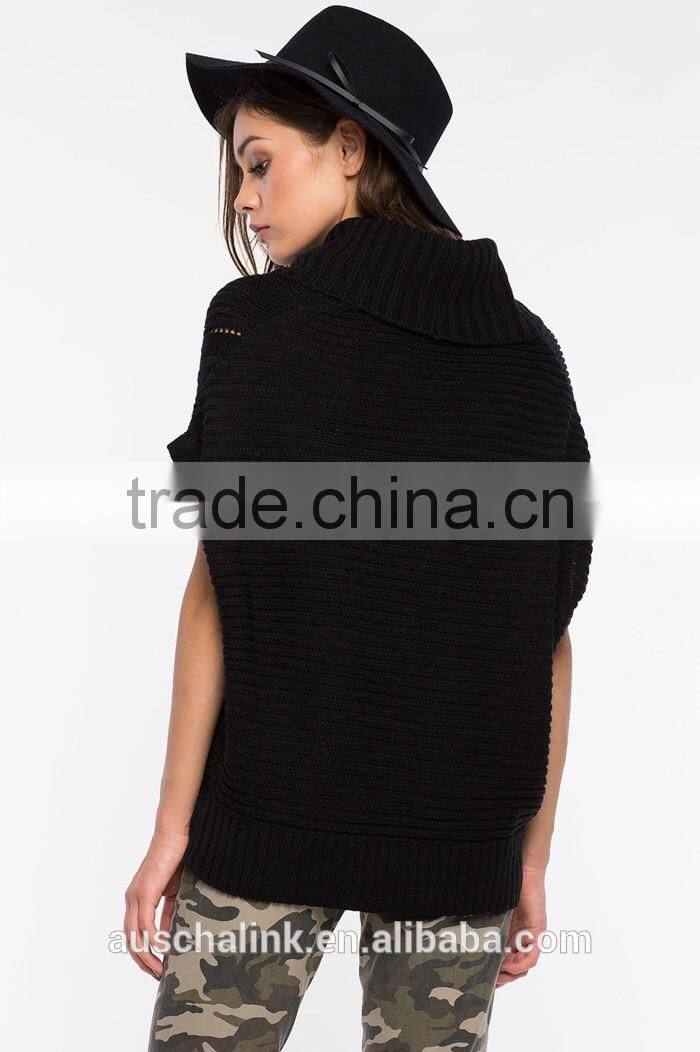 best selling black cable cowl neck women sweater wholesale