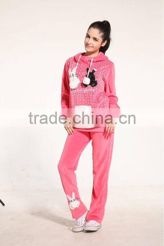 2016 cute brand fashion soft sleepwear cheap velvet ladies pyjamas