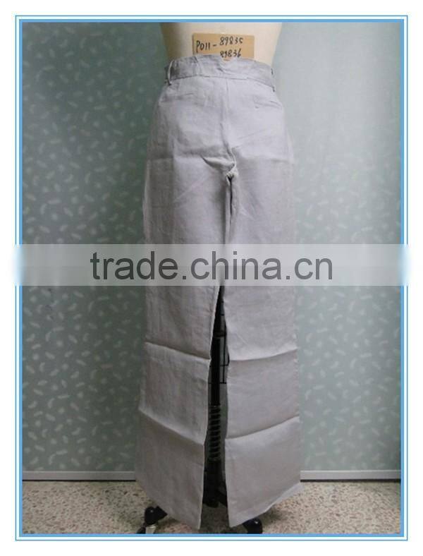 Hot Sales Plus Size Casual Side Pocket Straight Linen Pants For Lady