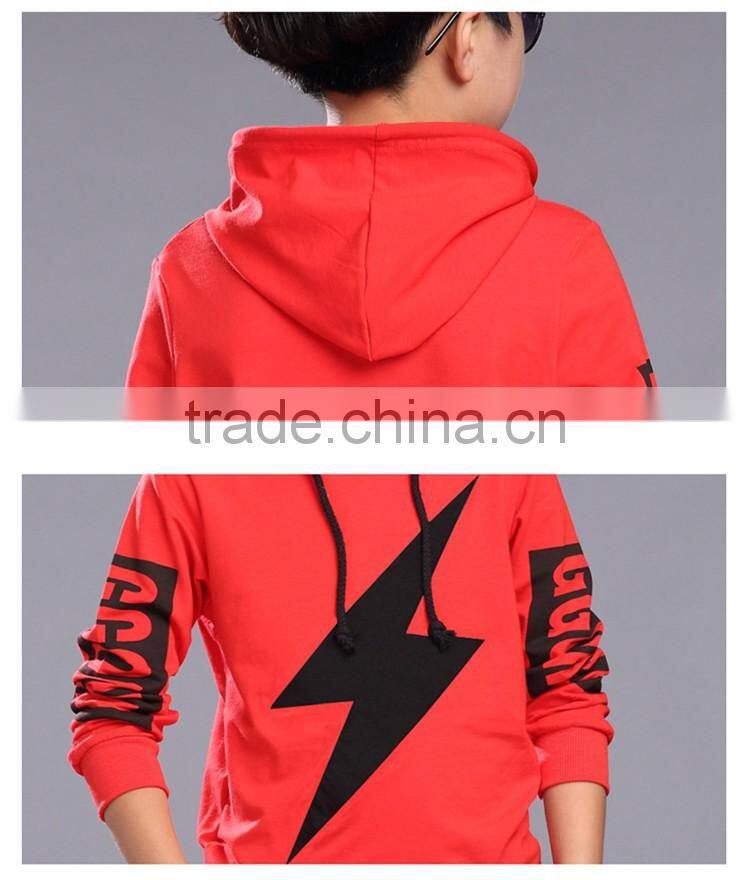 Boys new spring hooded lightning printing long sleeve fleece children sports coat