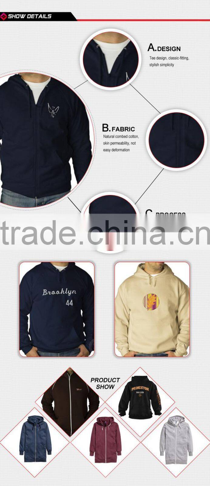 full zipper stitching logo, rib cuff name custom cut and sew hoodies, mens hoodies