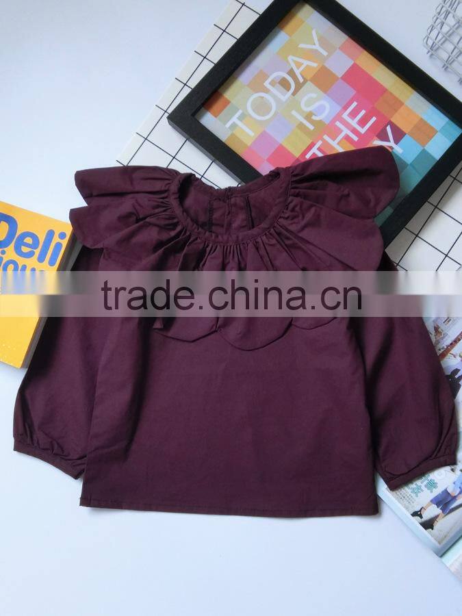 Flower Design Collar Long Sleeve Blouse Baby Girl Spring Autumn Clothes Wholesale