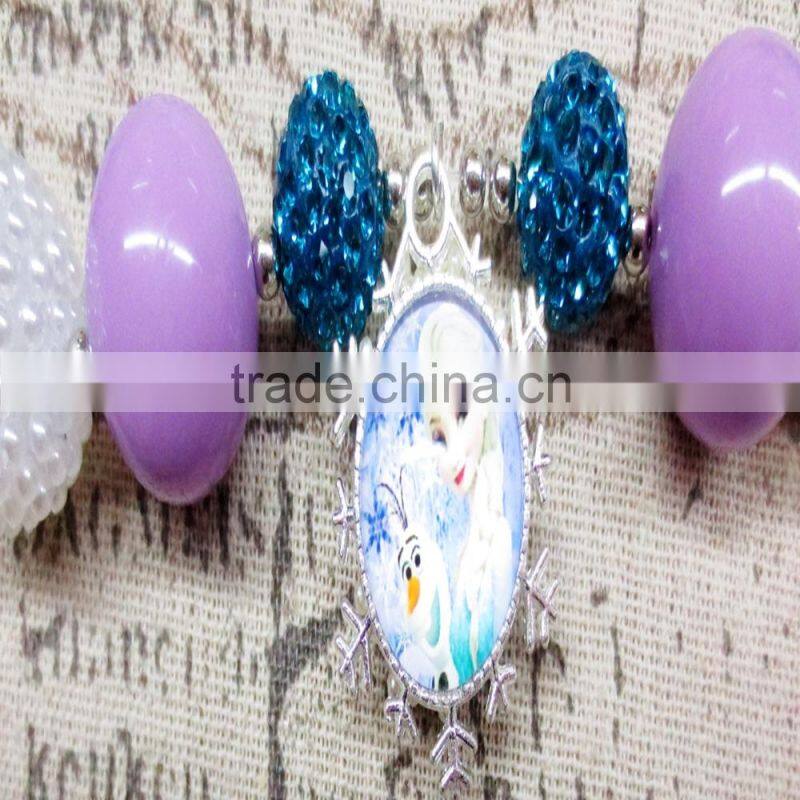 Turquoise Acrylic Bead Princess Chunky Necklace with pendant