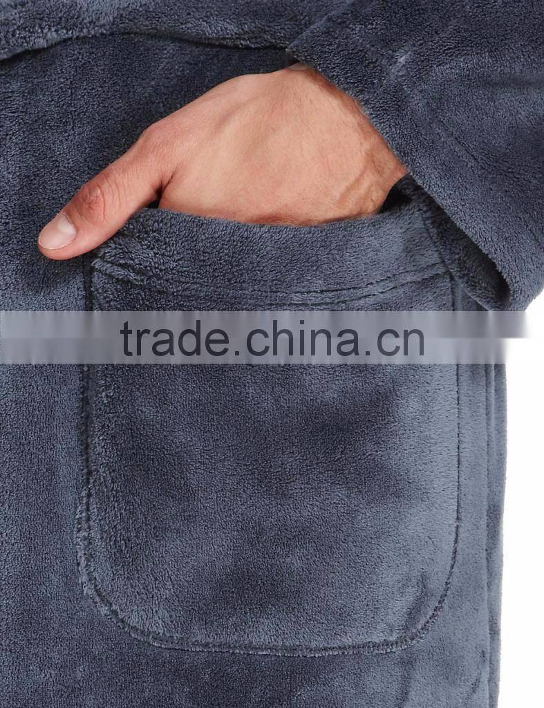 Luxury Men's Thermal Coral Fleece Bathrobe Dressing Gown