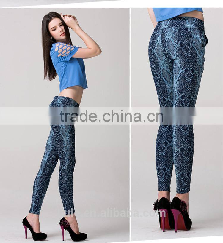 snake skin pattern embroideried casual ladies sweat pants