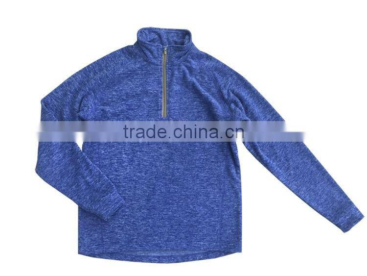 Mens outdoor coat melange knitted sweatshirts 1/4 zipper cheap fleece shirt