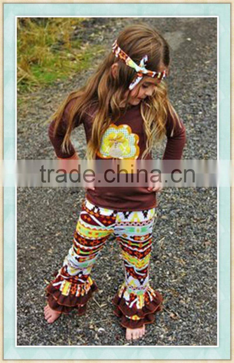 toddler thanksgiving outfit thanksgiving day children aztec outfits turkey embroidered top & aztec ruffle pants sets