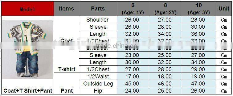 2016 New Autumn And Spring Striped Boys Clothes Set 3Pcs Outfit and T Shirt and Jeans Clothing 100% Same Like Pictures