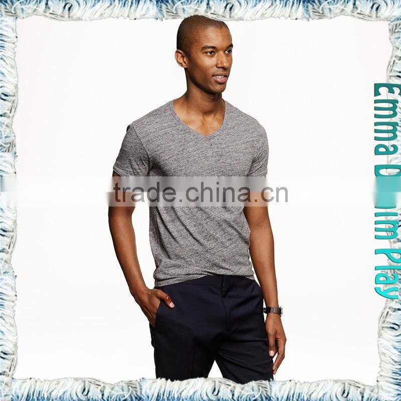 New Style Mens Best Organic Grey Cotton Muscle Fit V Neck T-Shirts Tops Apparel Suppliers