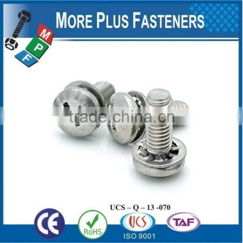 Made in Taiwan Phil Pan SEMS Screw Square Cone Washer Sems Screw Internal Tooth Washer Phillips Pan Head External Tooth Washer