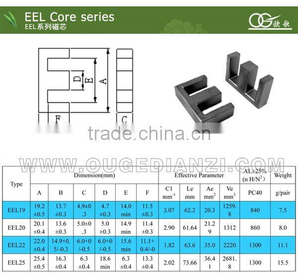 EEL16 ferrite core for smps transformer,24V 12V smps transformer ferrite core