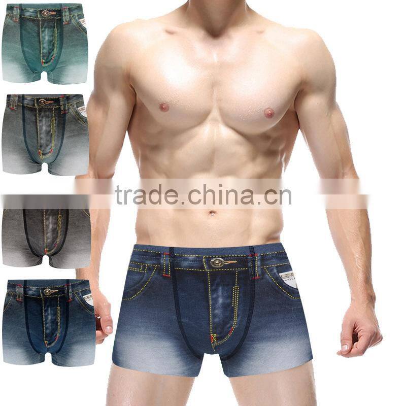 blue denim look panties r print boxer panties/ jnld cotton fruit animal boxers panties underwear/ top quality underwear