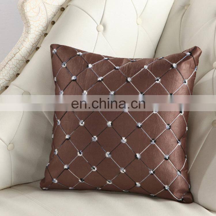 Home Embroidered Grid Pillow Boster Case Sofa Cushion Cover