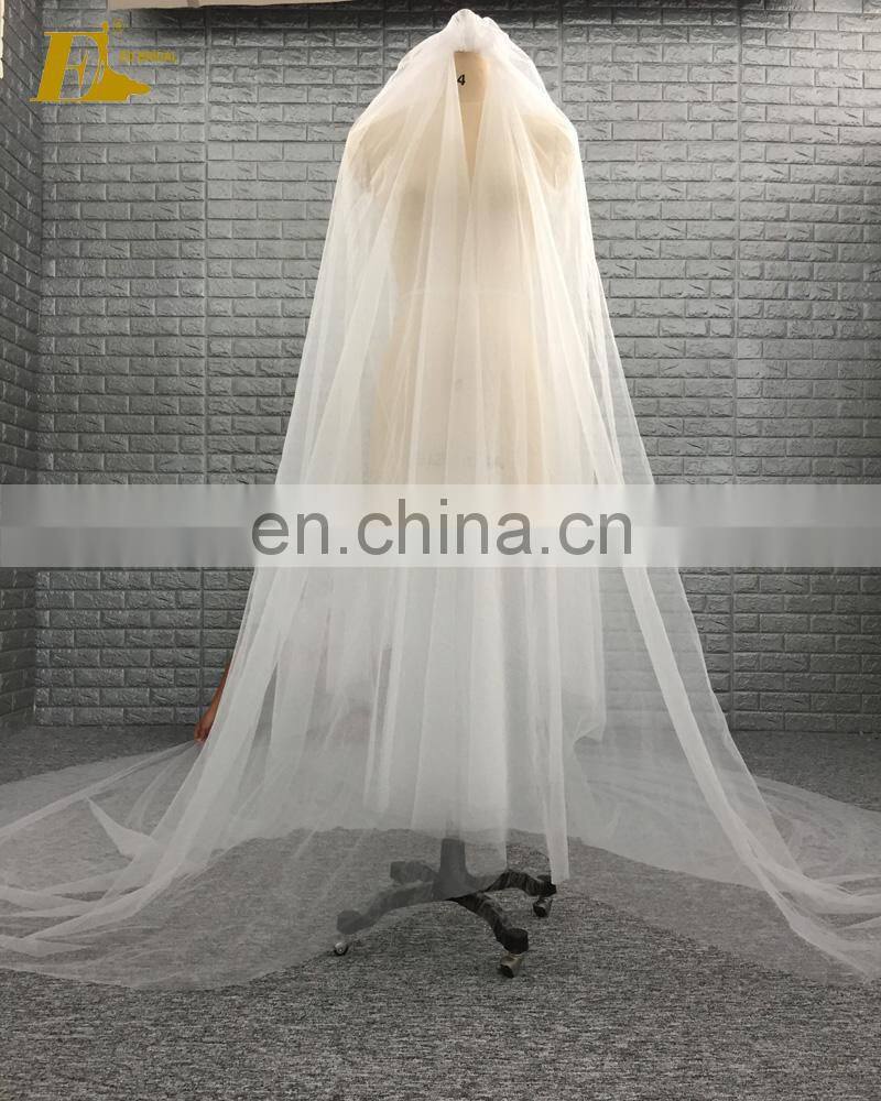 China Manufacture Wholesale Cheap Two Layers Soft Tulle Fabric Long Bridal Wedding Veil