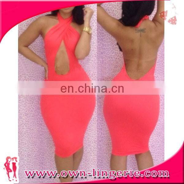 Sexy neck halter backless punk clothing women gothic clubwear bodycon mini dress