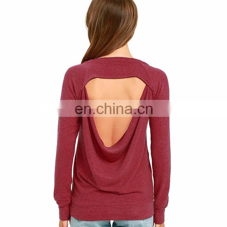 Wholesale New Fashion Style Backless Ladies Shirts Sweat Long Sleeve Casual Woman Shirt