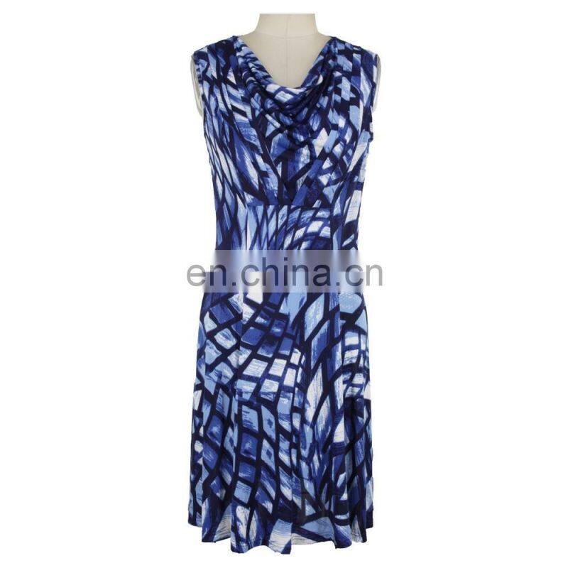 Abstract Print Milky FDY Fabric Old Women Dress Women Wear
