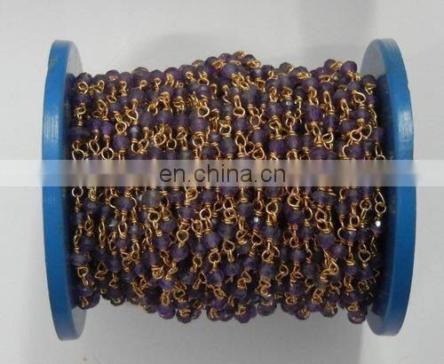 Amethyst Gemstone Wire Wrapped Chain