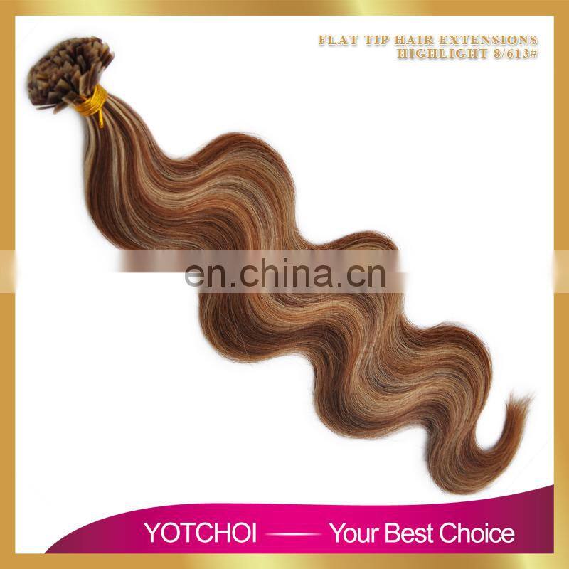Factory price aliepress hair Russian remy hair extension Russian body wave pre tip hair