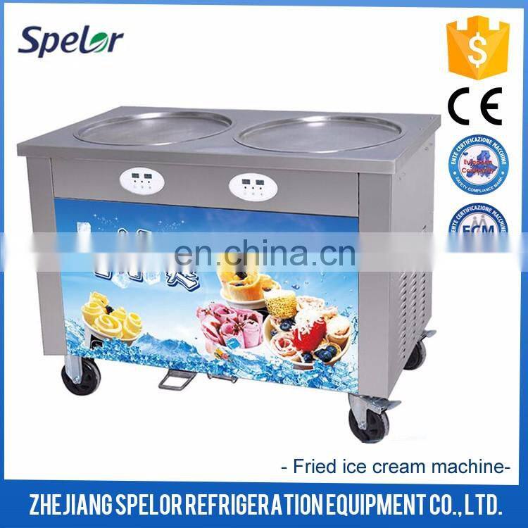 Highly-Efficient Fried Ice Cream Machine Double Flat Square Pan