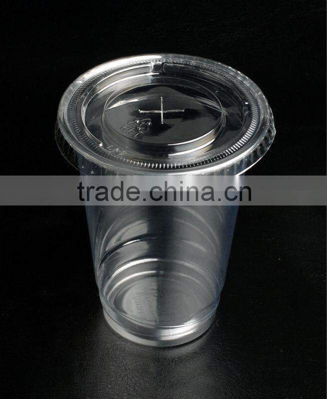 Dongsu-10oz/300ml clear and transparent disposable plastic cold beverage cup with matching lid, could be printed upto six colors