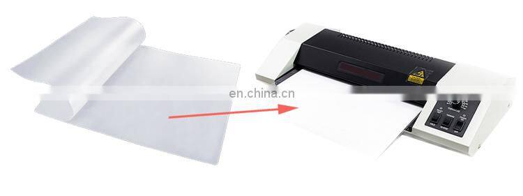 NO MOQ anti static transparent polyester EVA laminating film a4 paper sheet