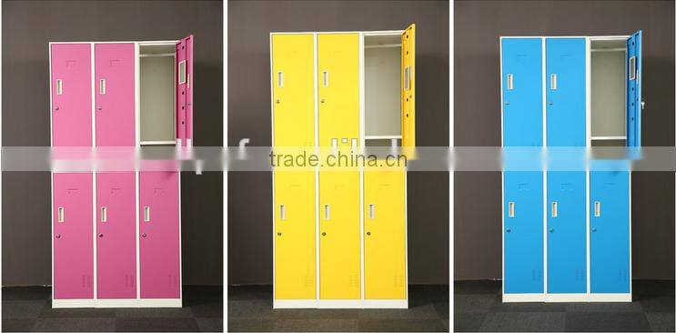 6 door colorful steel locker,6 door storage metal locker cabinet ,6 door gym colorful locker