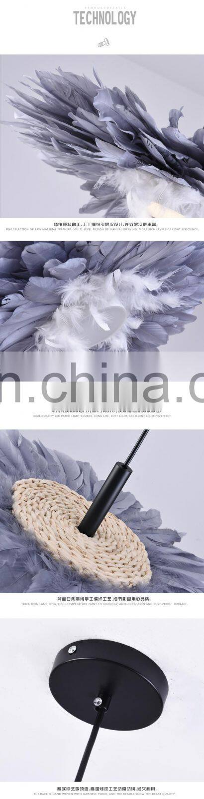 Feather Lamp Shade Romantic Dream Chandelier LED Lamp Bedroom Living Room