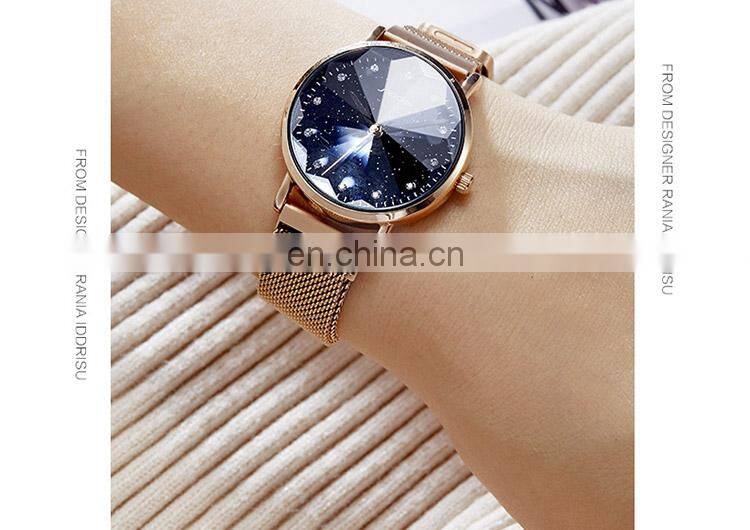 SINOBI Magnetic Clasp Women Wrist Watches S9796L Starry Sky Lady Watch Unique Cutting Glass Reloj Para Mujer